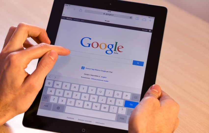 Image of an Ipad with a Google link